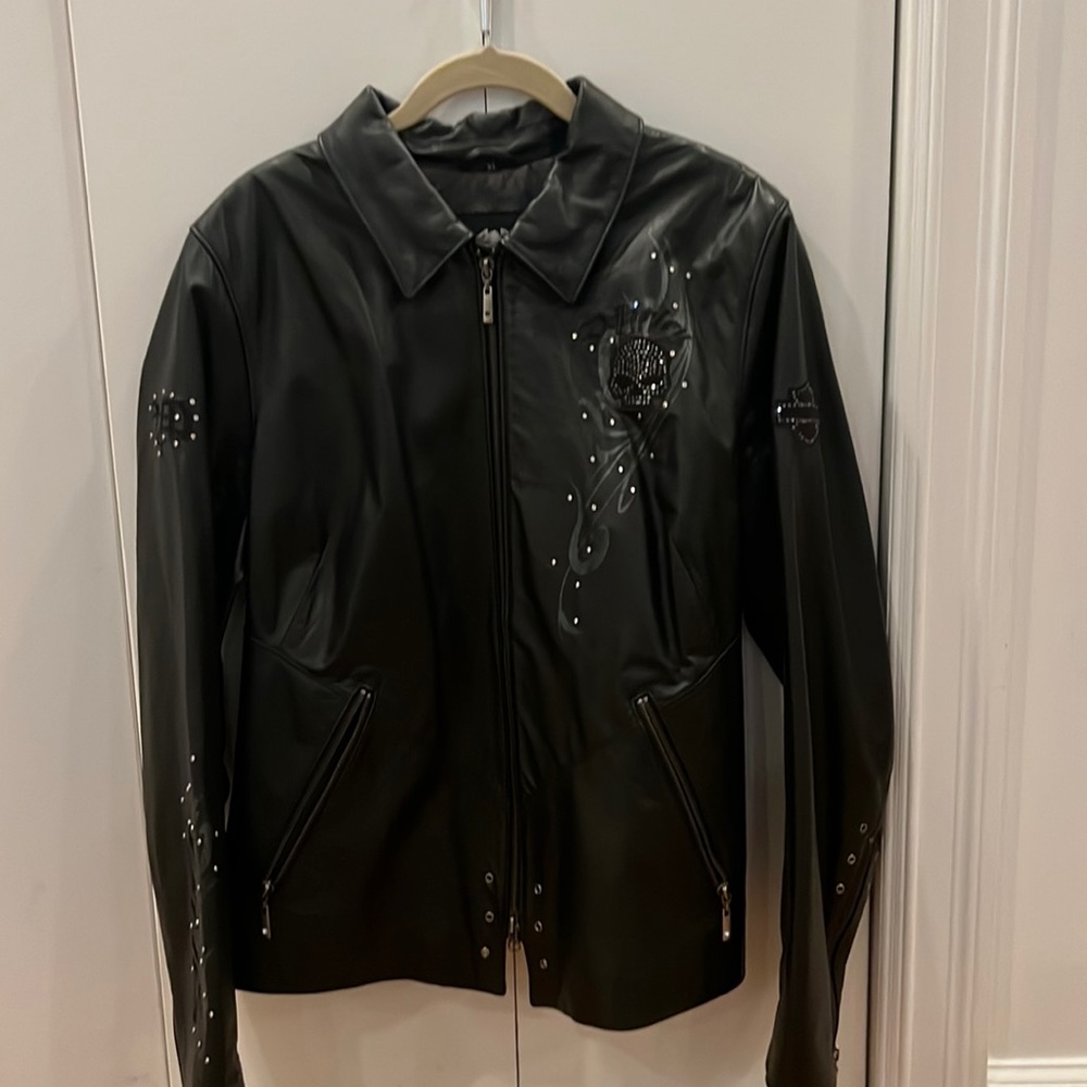 Harley Davidson Willie G Women's WICKED Swarovski Skull Black Leather Jacket